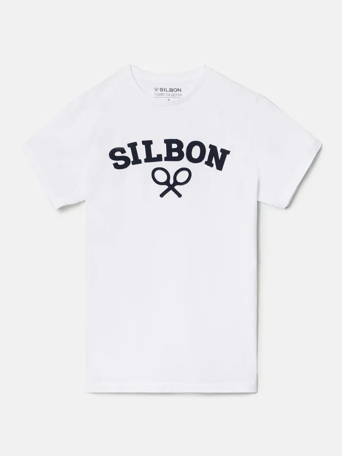 SILBON CAMISETA BASICA BLANCA RAQUETAS
