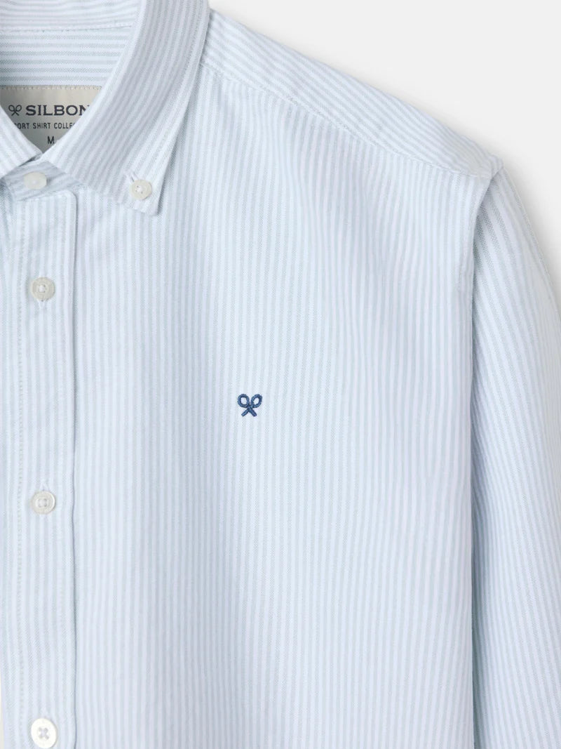 SILBON CAMISA PUNTO OXFORD A RAYAS VERDES