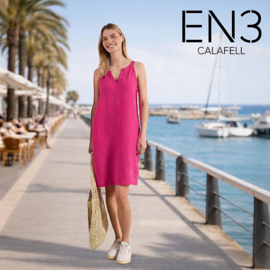 STREET ONE VESTIDO DE LINO ESCOTE EN V