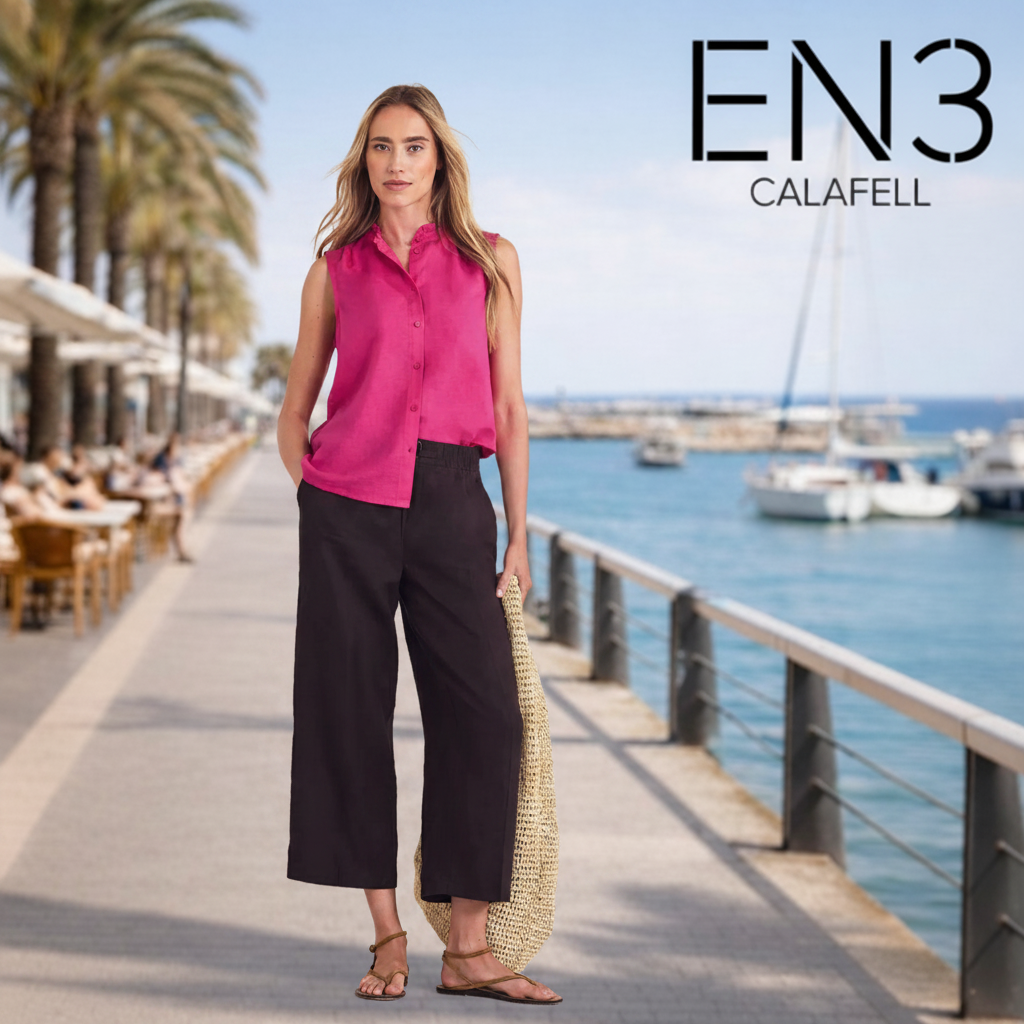 STREET ONE BLUSA DE LINO CUELLO CON VOLANTES