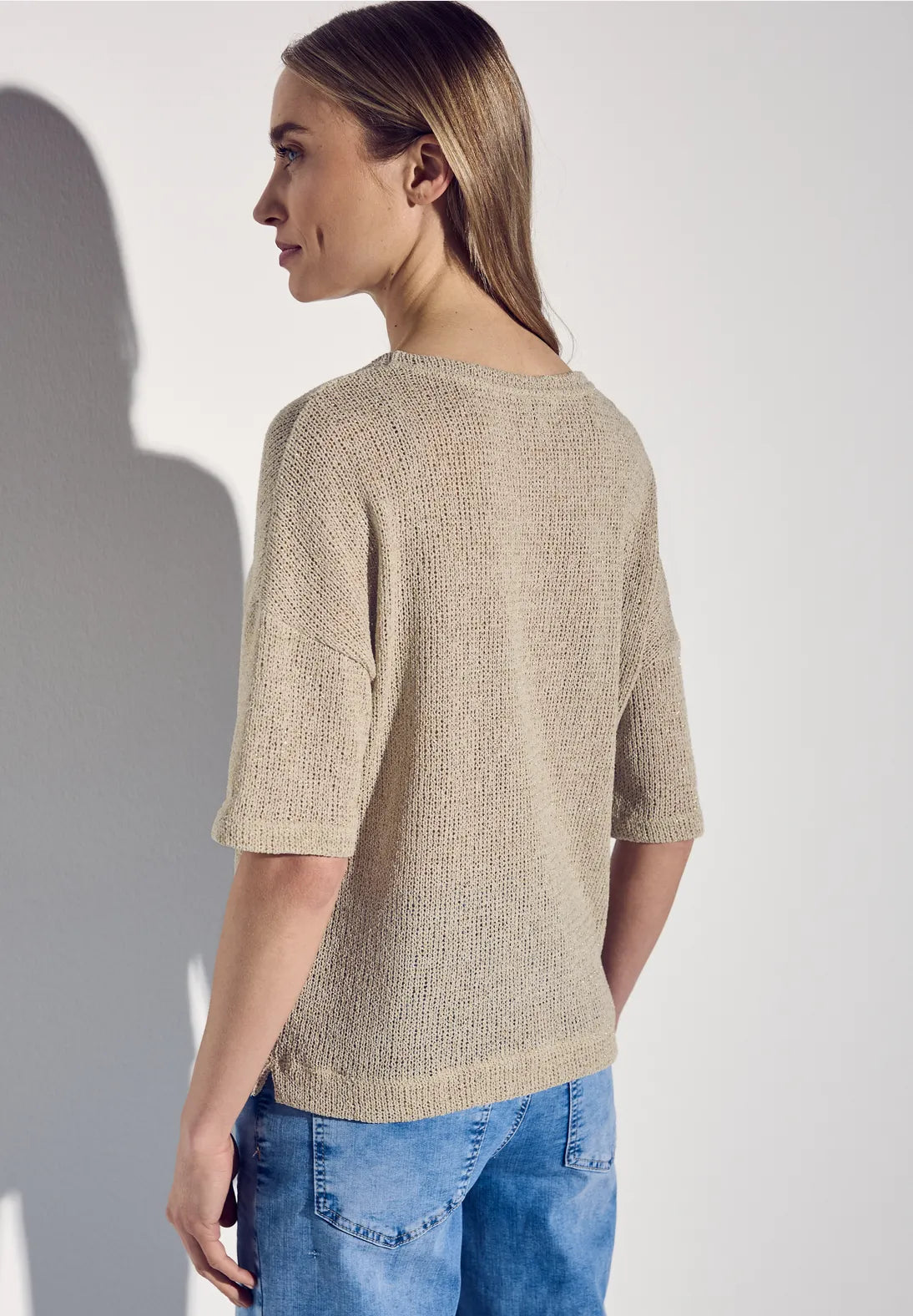 STREET ONE JERSEY CALADO BEIGE TOQUE BRILLANTE