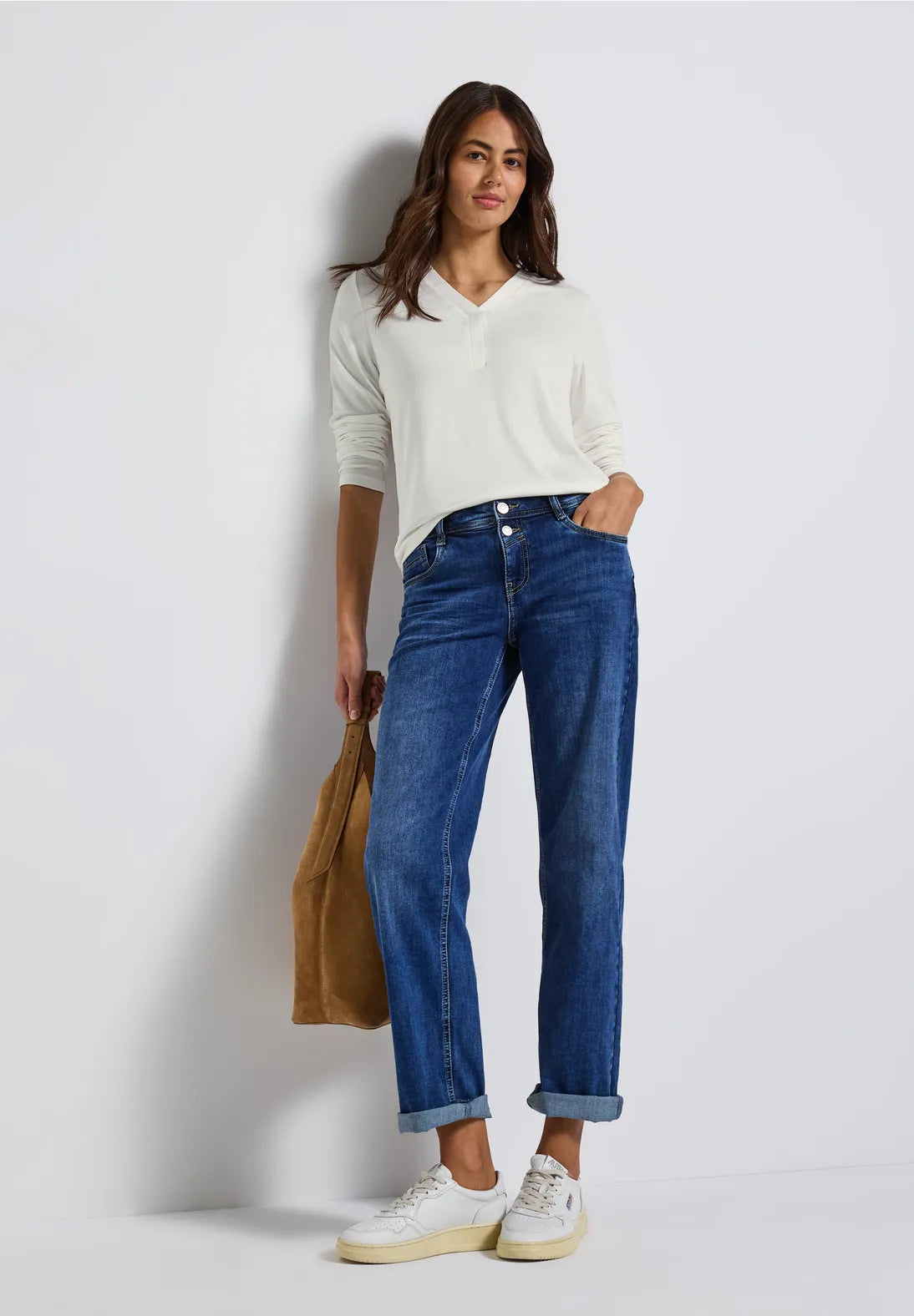 STREET ONE CAMISETA BASICA BLANCA CON ESCOTE EN V