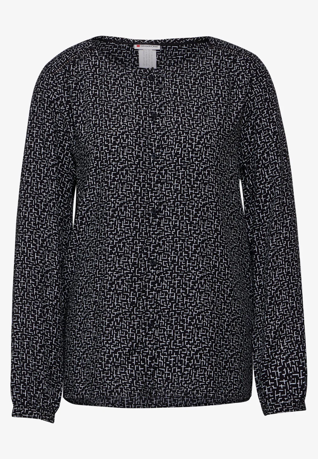 BLUSA ESTAMPADA Y BORDADO EN EL HOMBRO