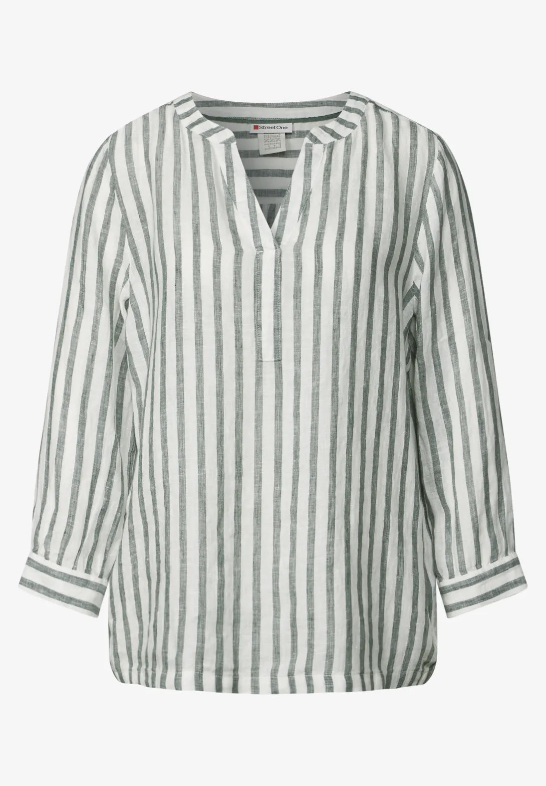 STREET ONE BLUSA LINO A RAYAS VERDES