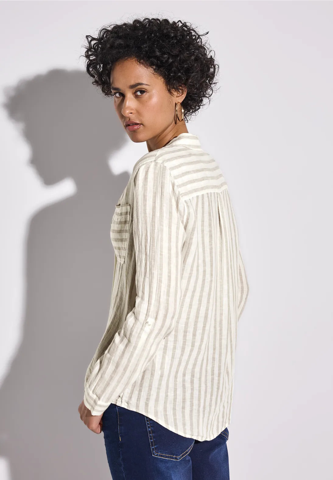 STREET ONE BLUSA DE LINO CAMISERA A RAYAS