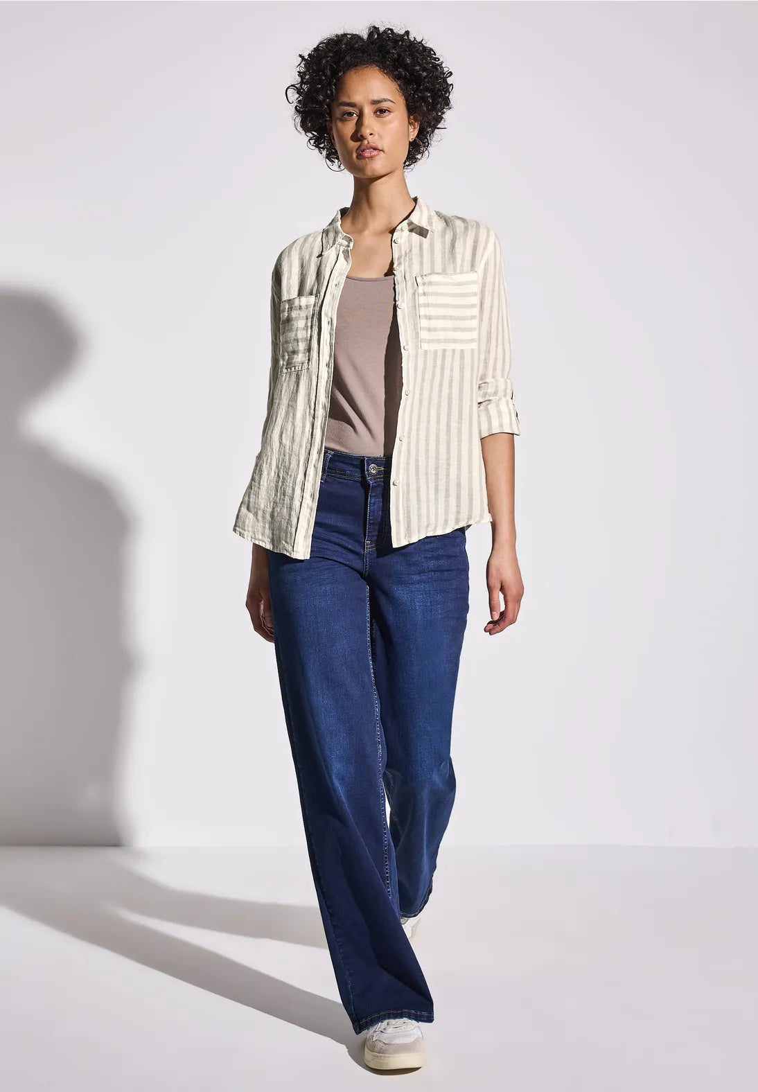 STREET ONE BLUSA DE LINO CAMISERA A RAYAS
