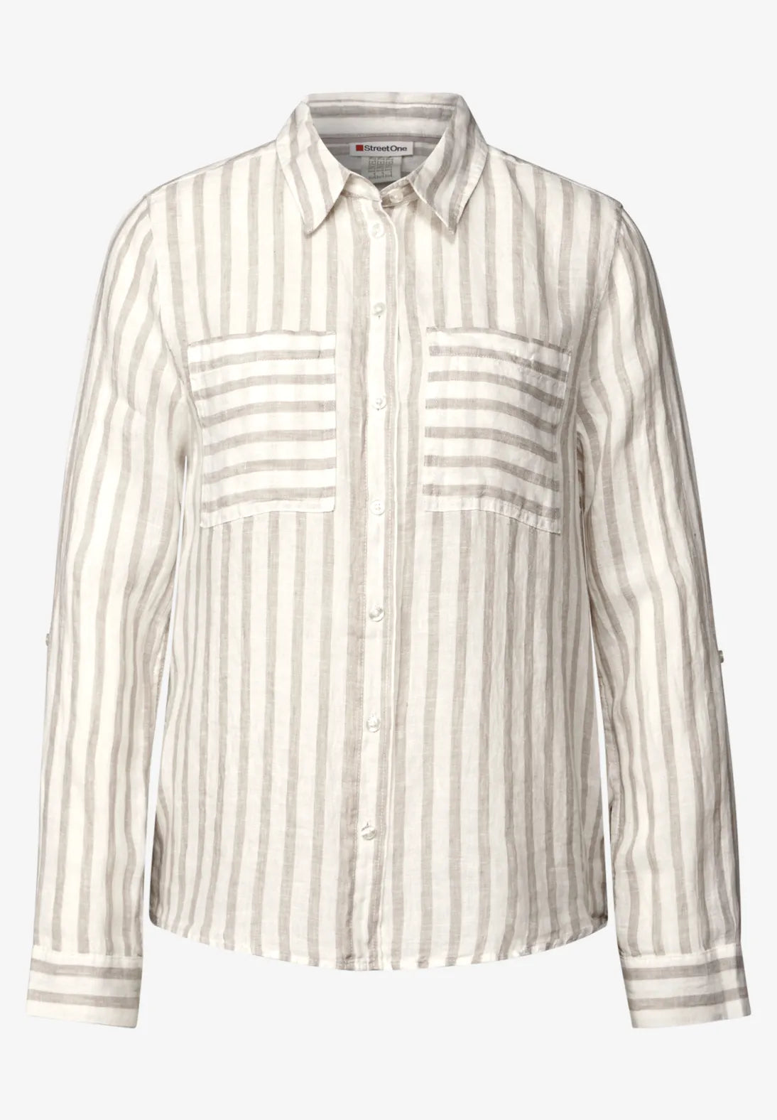 STREET ONE BLUSA DE LINO CAMISERA A RAYAS