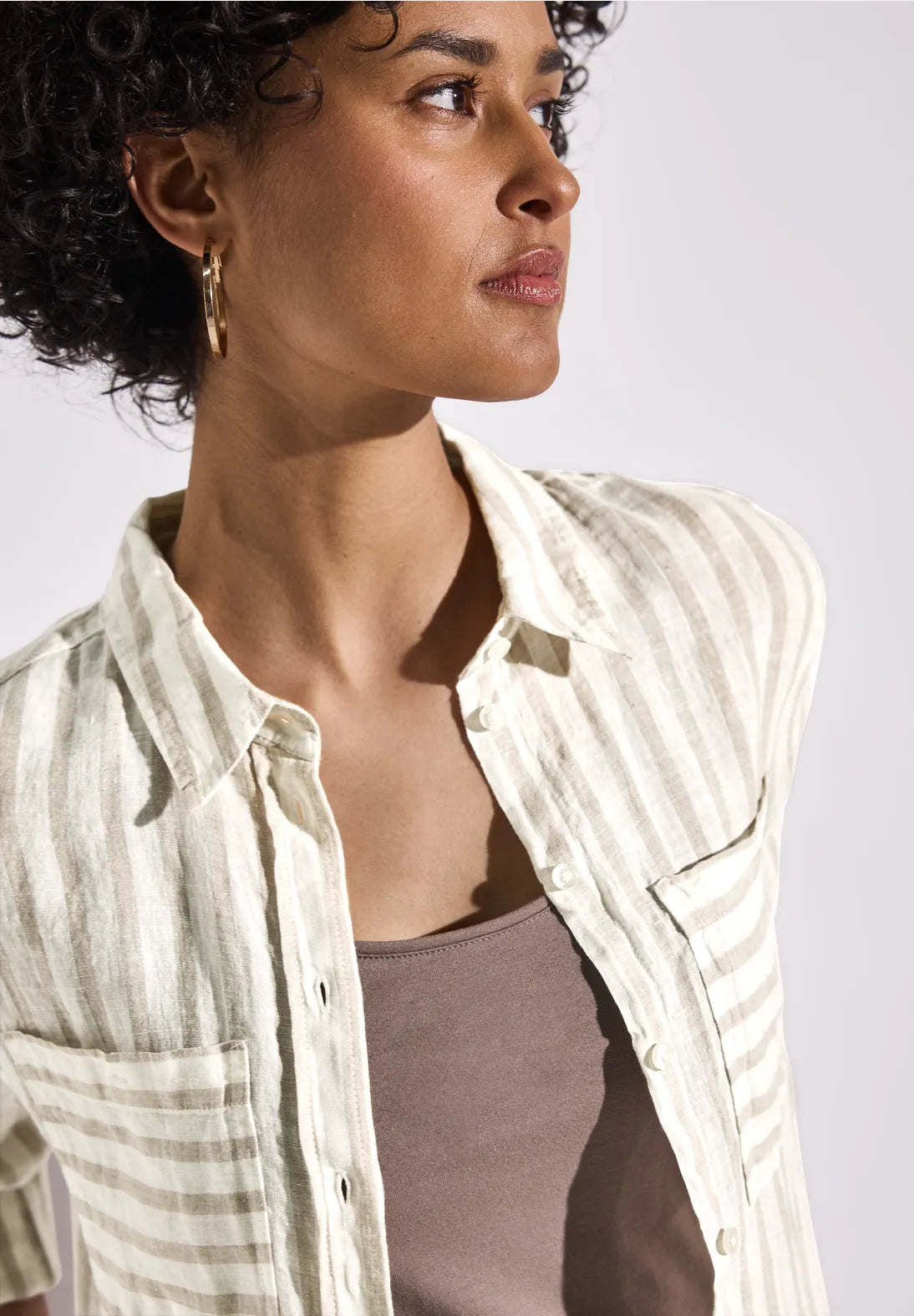 STREET ONE BLUSA DE LINO CAMISERA A RAYAS