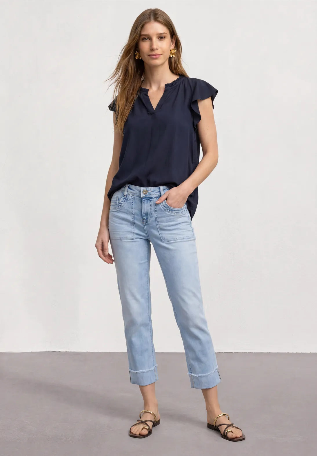 BLUSA DE VISCOSA CON VOLANTES STREET ONE