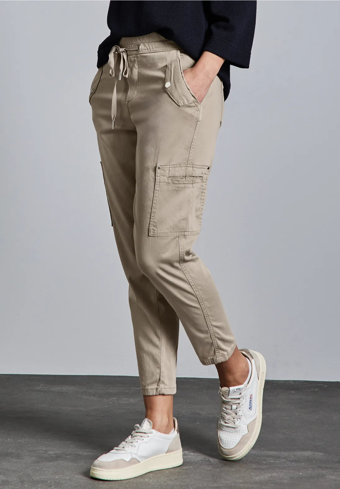STREET ONE PANTALONES DE CARGO BEIGE CINTURA ELASTICA