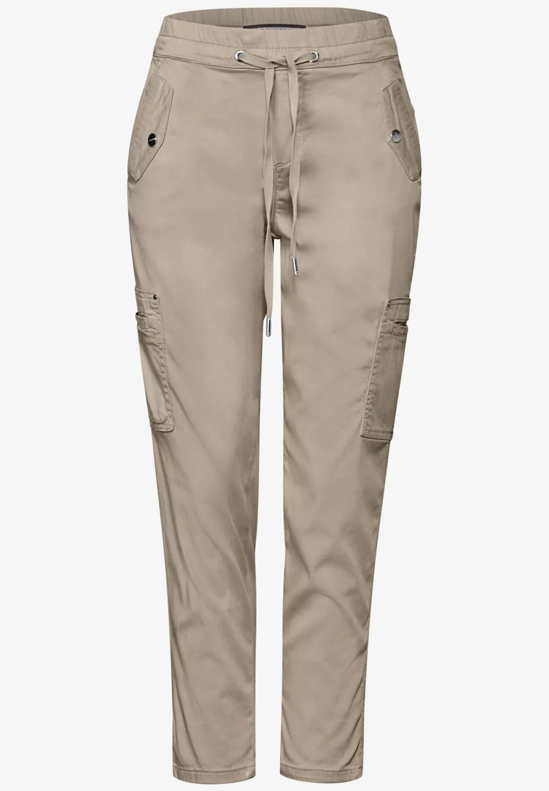 STREET ONE PANTALONES DE CARGO BEIGE CINTURA ELASTICA