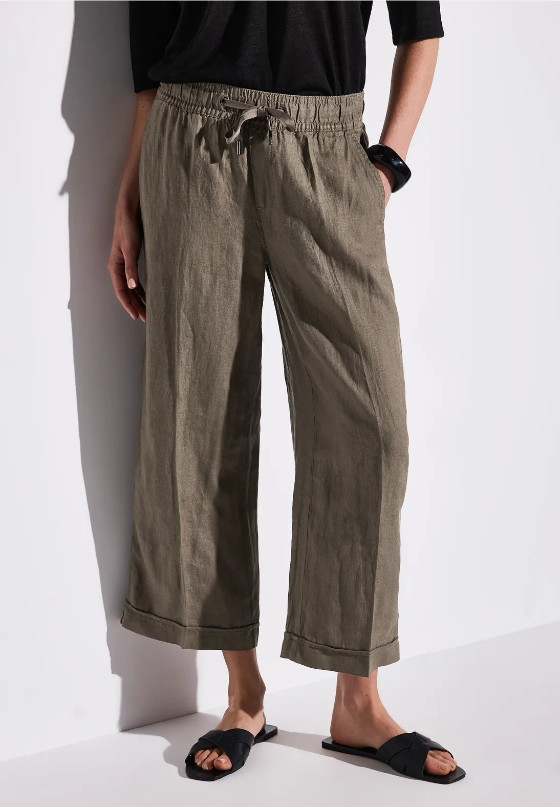 STREET ONE PANTALON DE LINO CON AJUSTE EN CINTURA