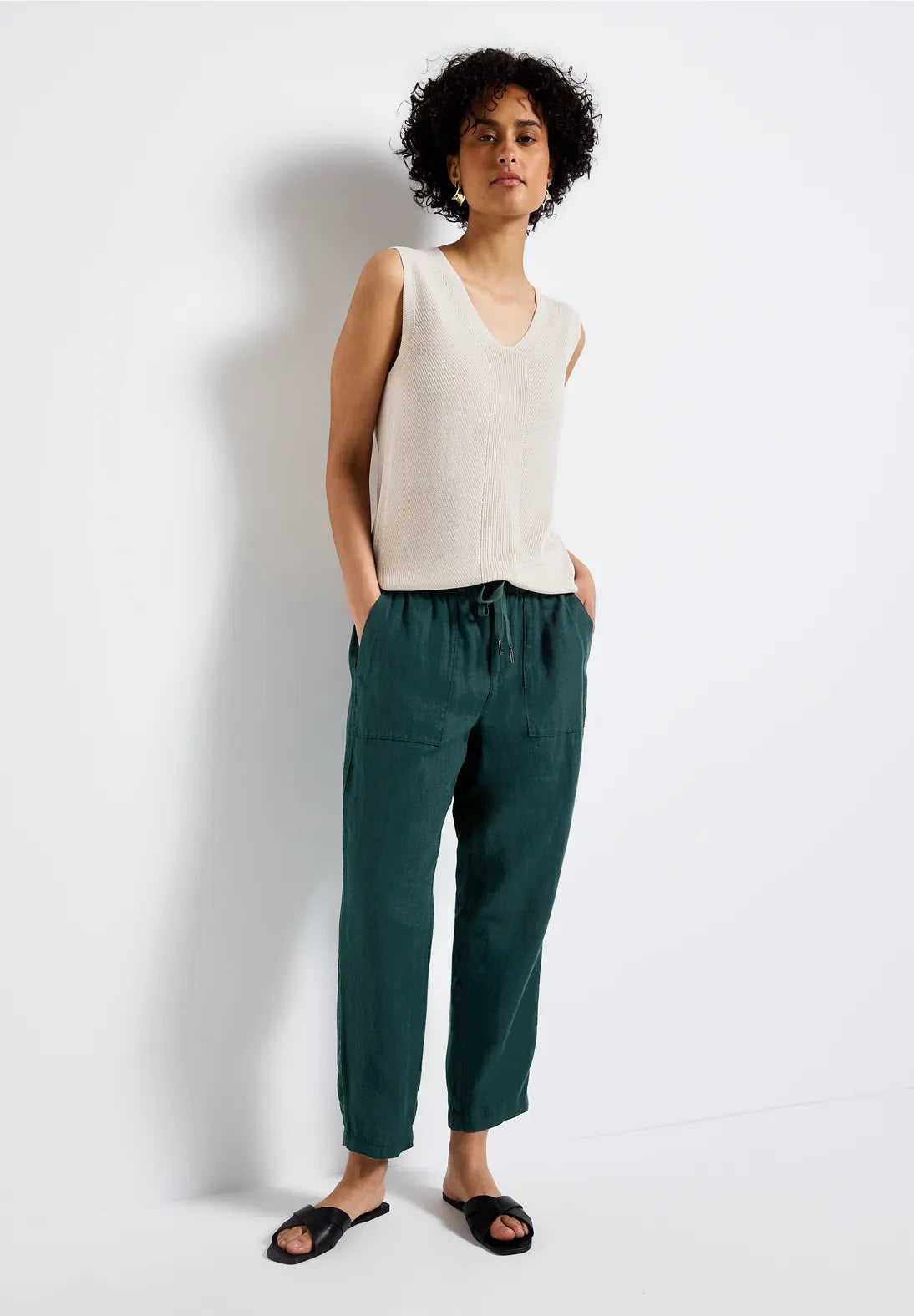 STREET ONE PANTALON DE LINO CINTURA ALTA