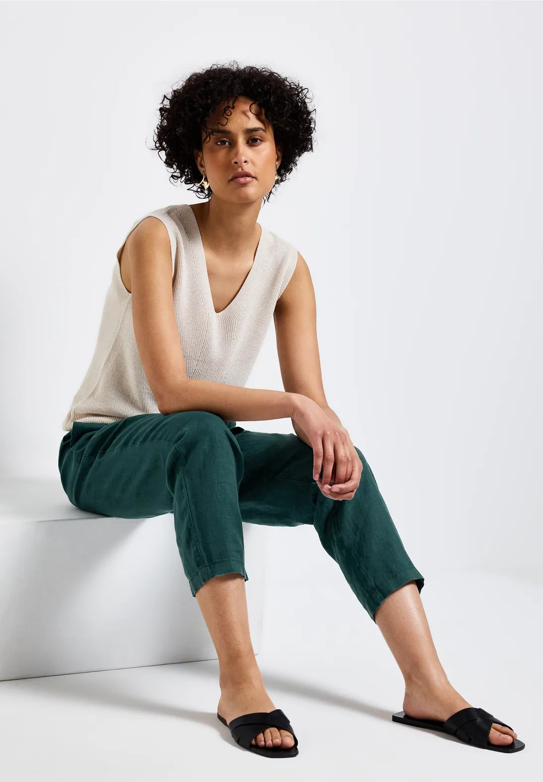 STREET ONE PANTALON DE LINO CINTURA ALTA