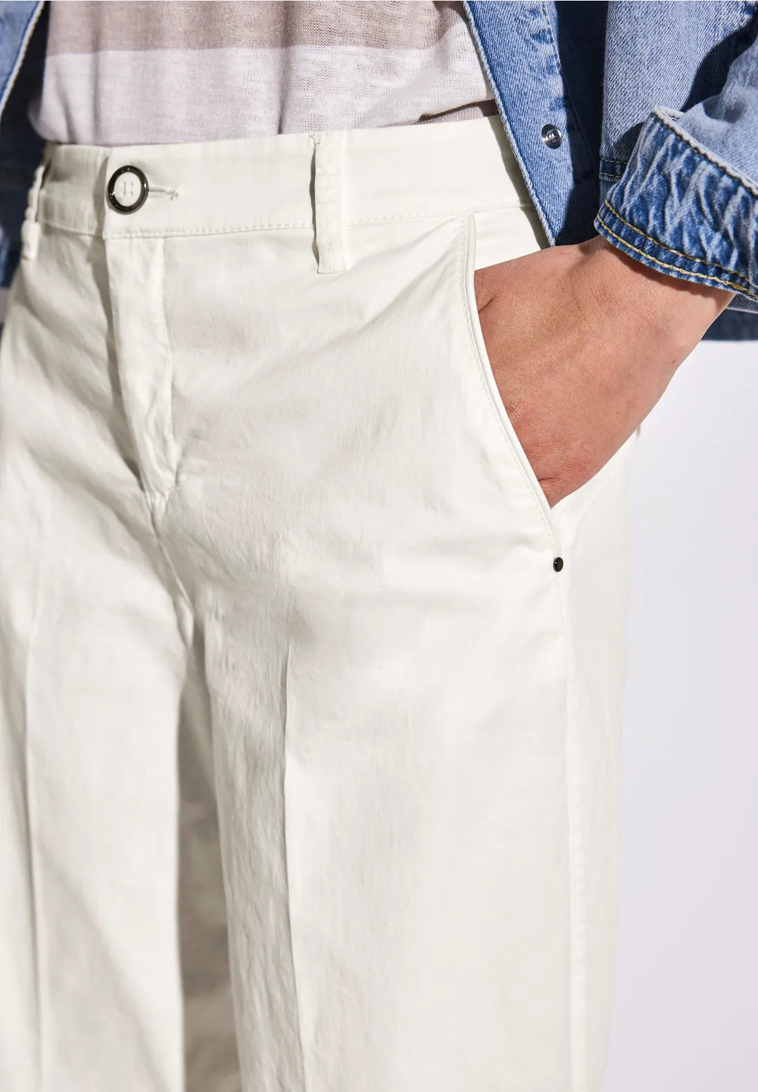 STREET ONE PANTALON CHINO ELASTICO BLANCO