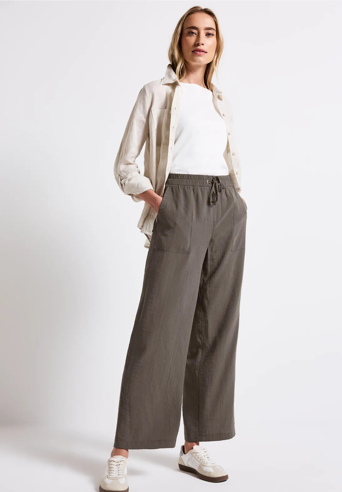 STREET ONE PANTALONES DE PIERNA ANCHA CON CINTURA ELASTICA