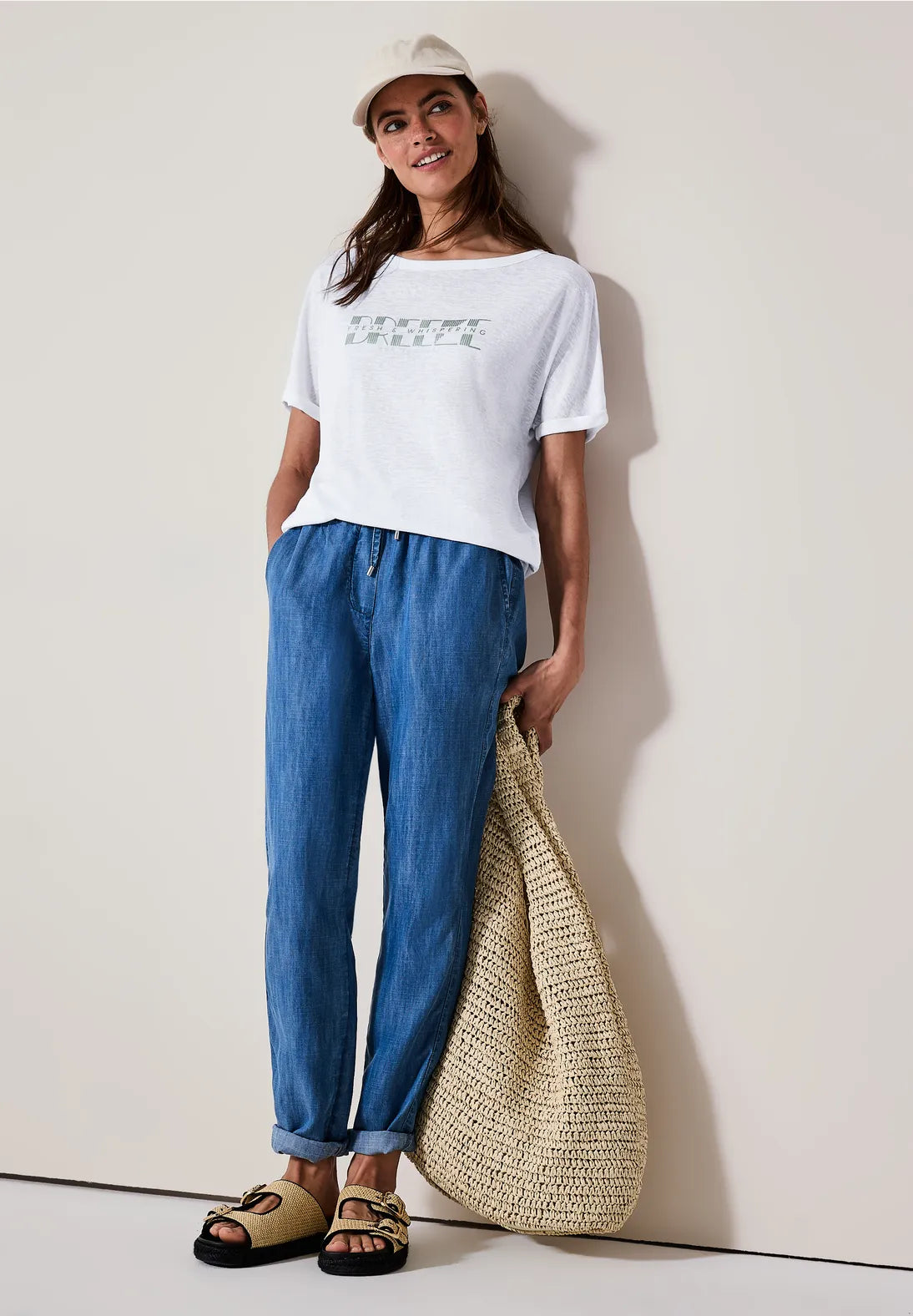 CECIL CAMISETA CON PRINT CUELLO BARCO