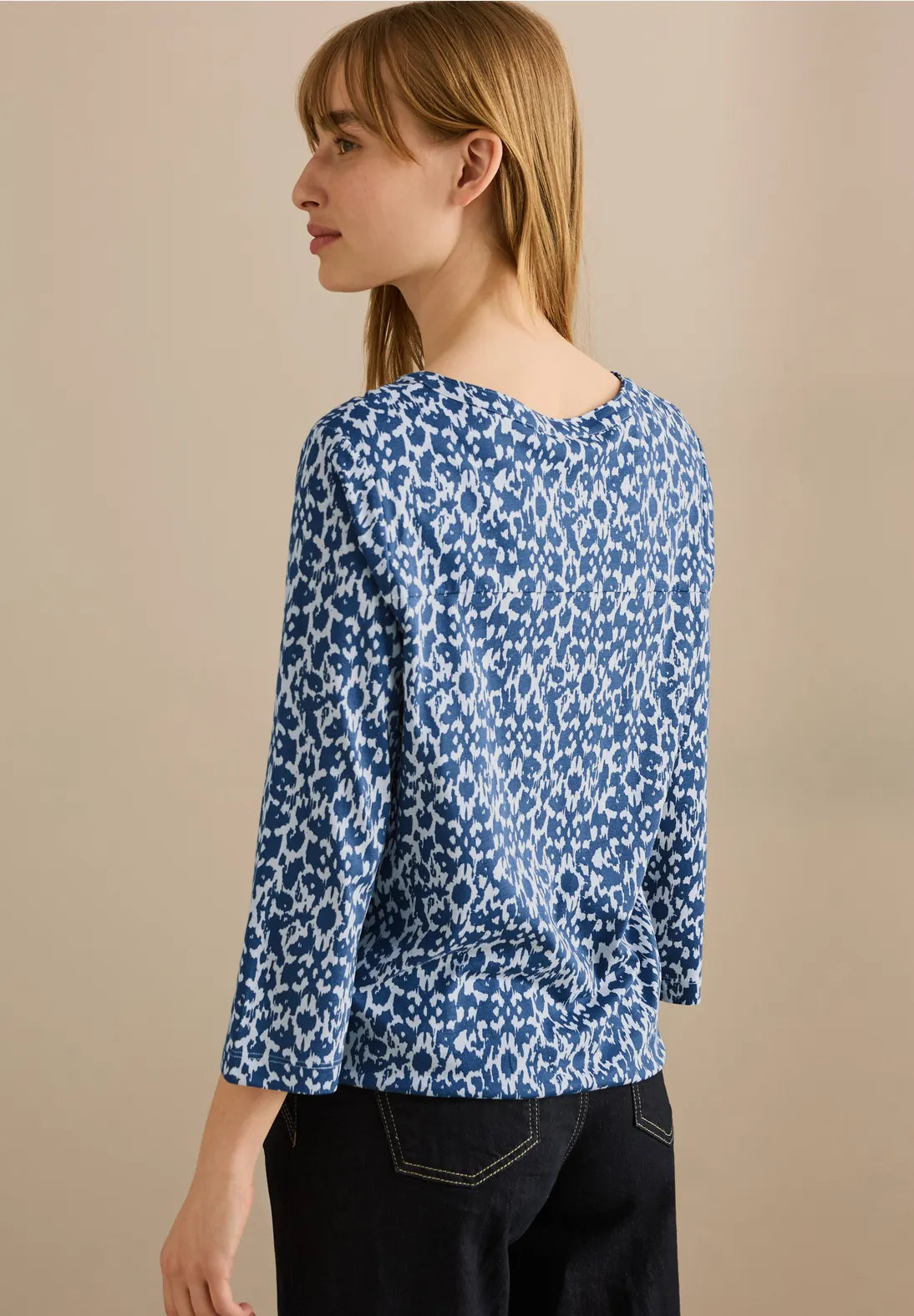 CECIL BLUSA ESTAMPADA ELASTICA AZUL