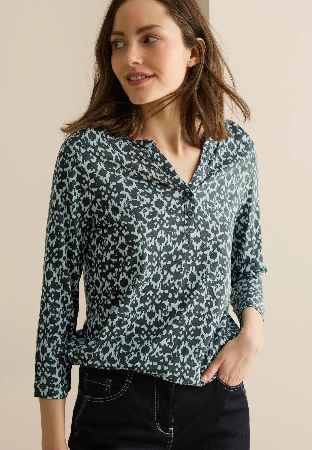 CECIL BLUSA ESTAMPADA ELASTICA VERDE