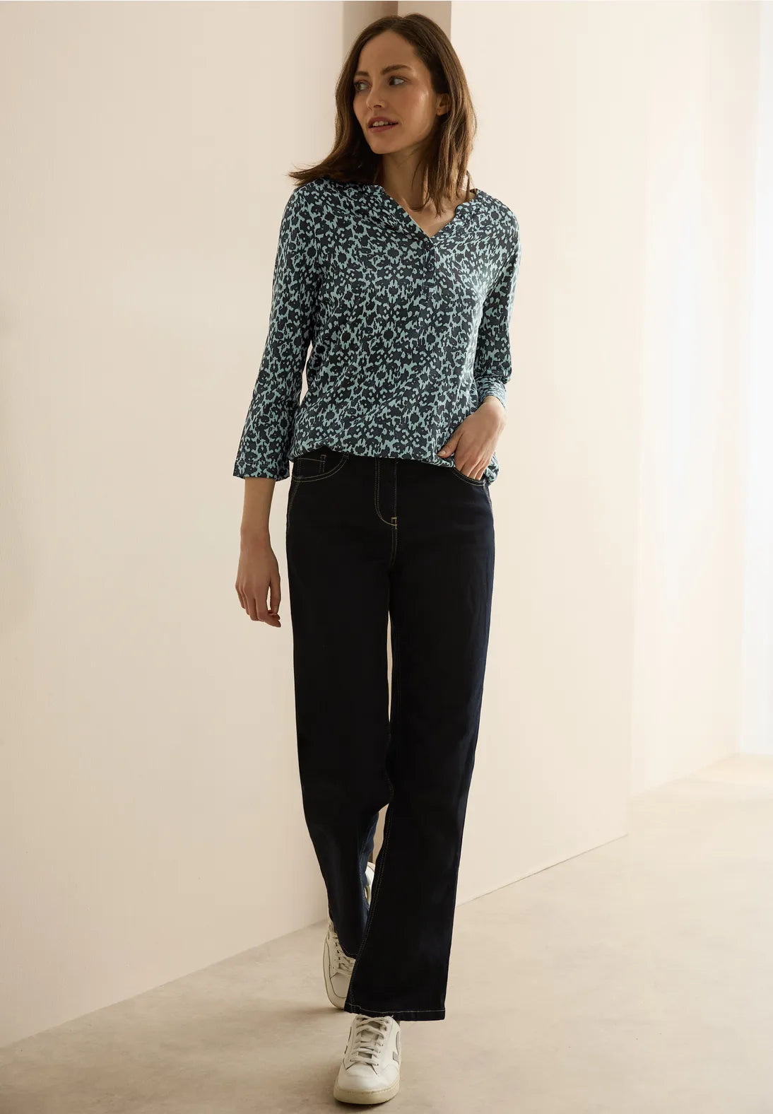CECIL BLUSA ESTAMPADA ELASTICA VERDE