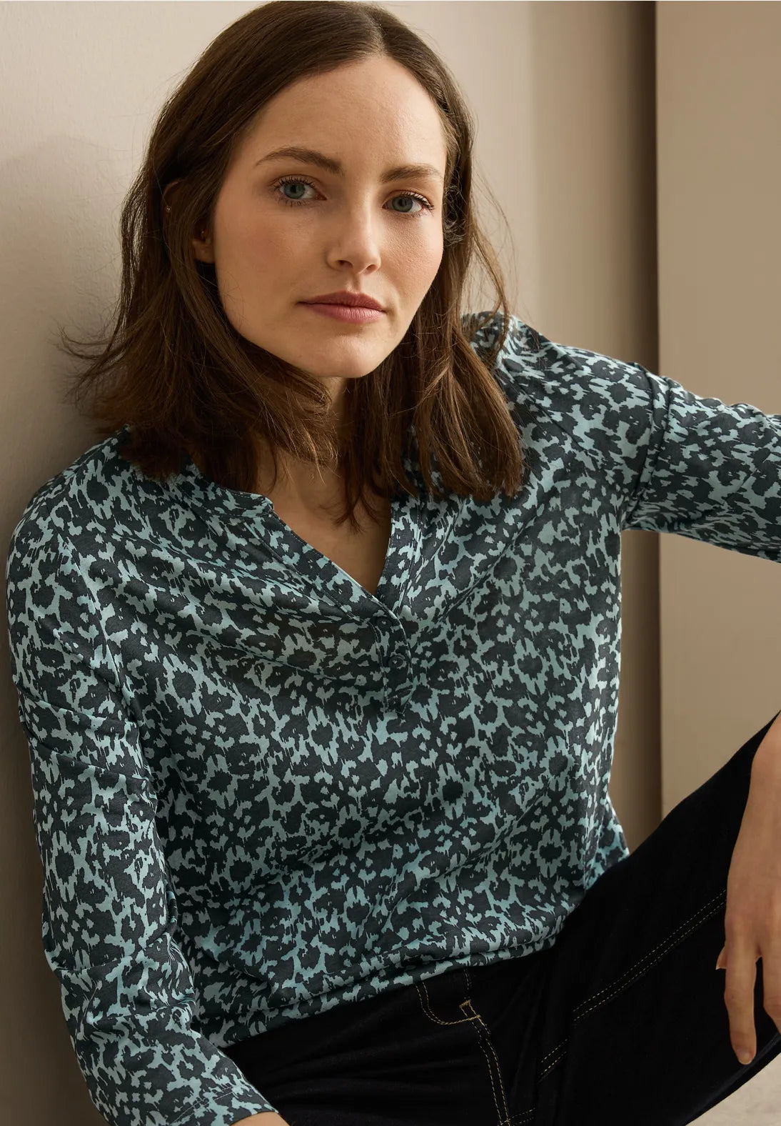 CECIL BLUSA ESTAMPADA ELASTICA VERDE