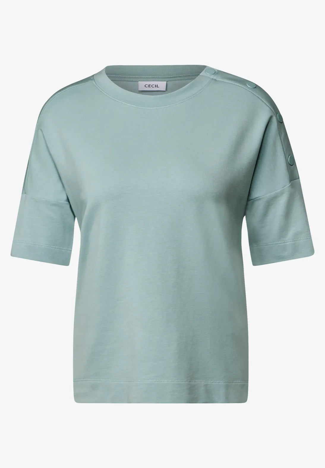 CECIL CAMISETA CON BOTONES EN EL HOMBRO VERDE AGUA
