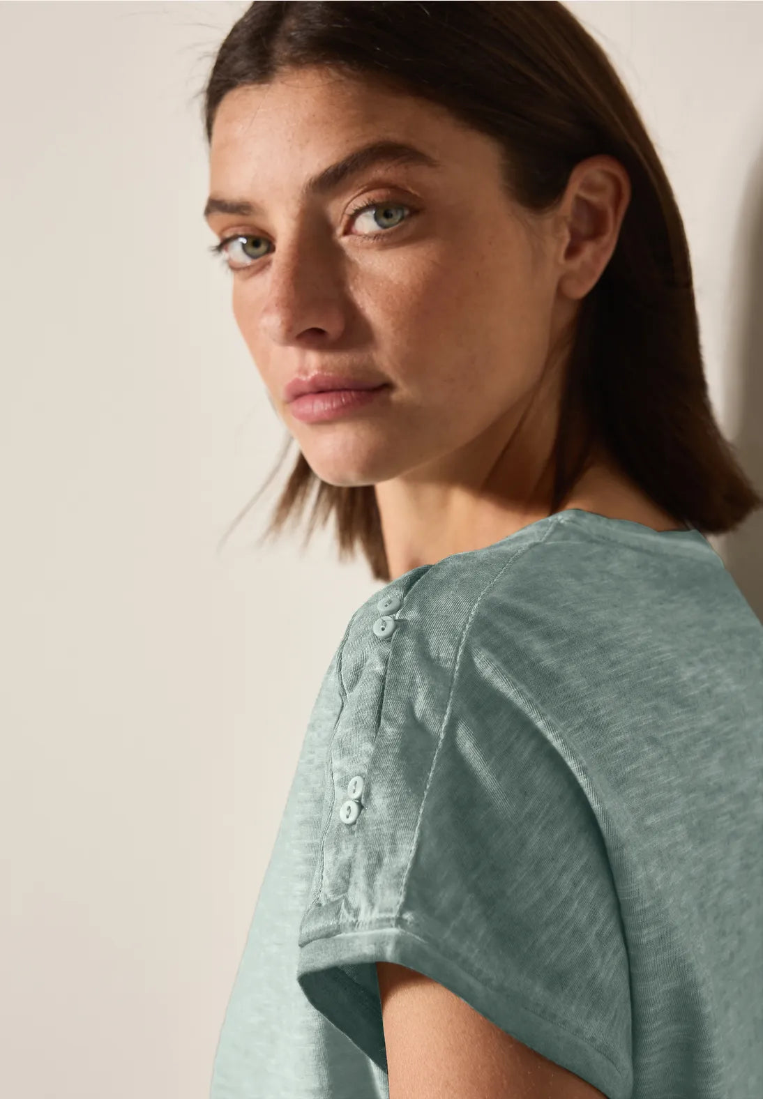 CECIL CAMISETA ASPECTO LAVADO VERDE