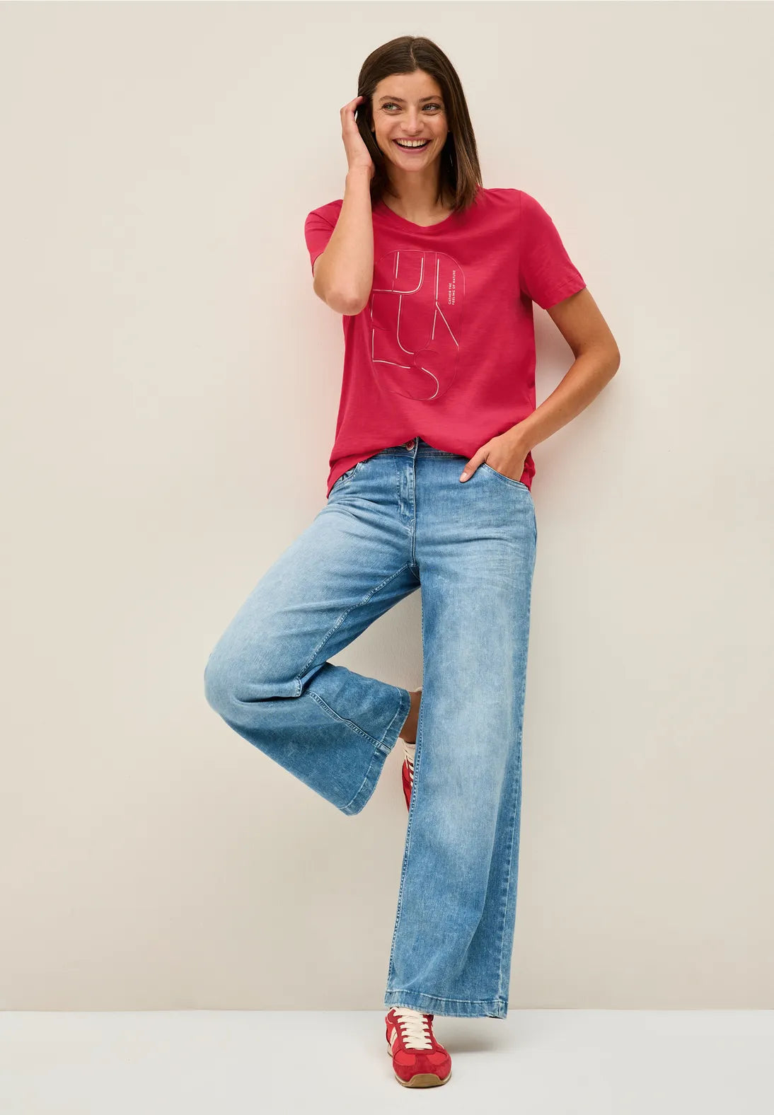 CECIL CAMISETA ROJA CON ESTAMPADO GRAFICO