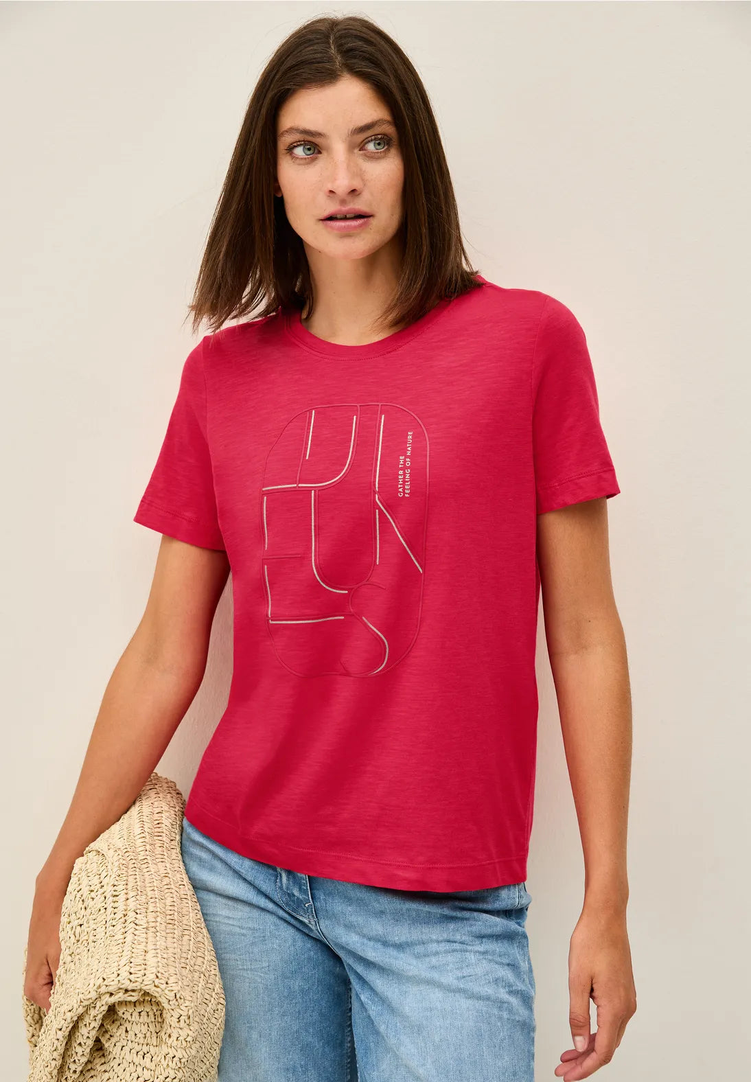 CECIL CAMISETA ROJA CON ESTAMPADO GRAFICO