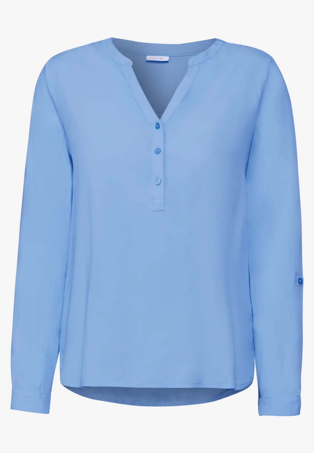 BLUSA MONOCOLOR CUELLO EN V EN CELESTE