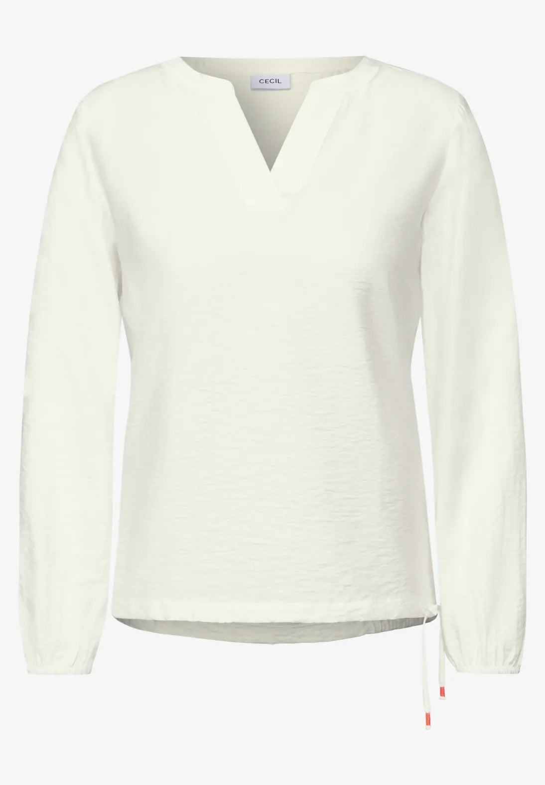 BLUSA MONOCOLOR CON CORDON EN DOBLADILLO