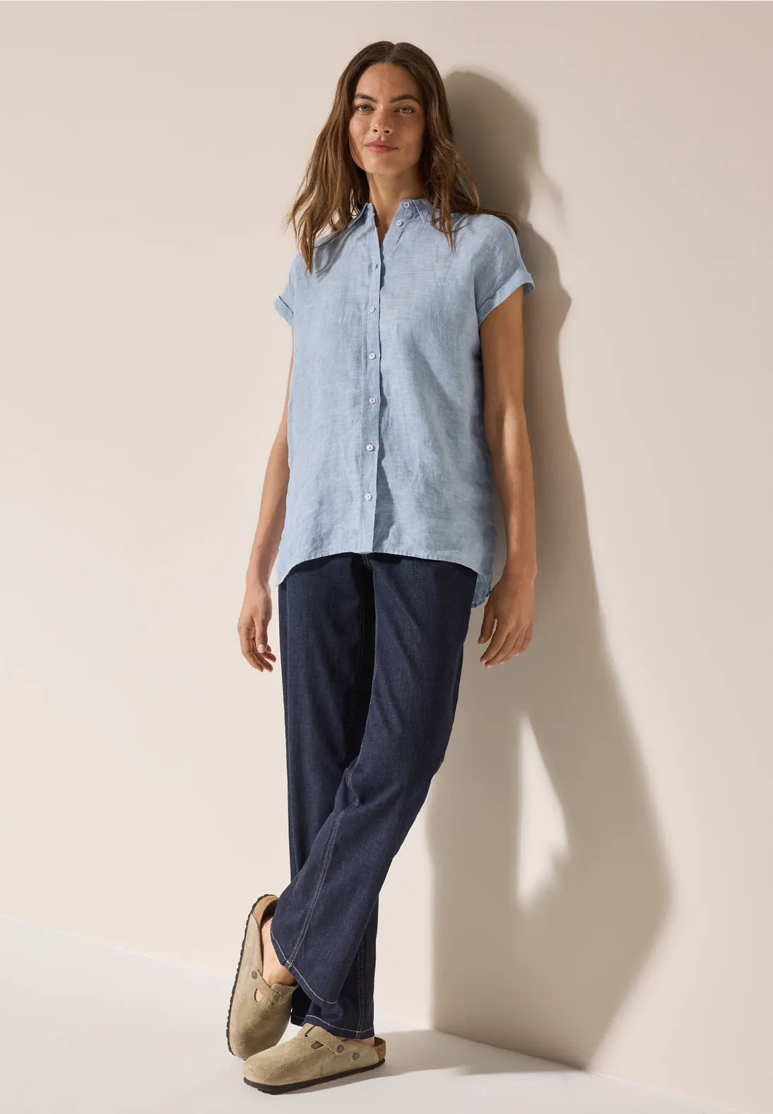 CECIL BLUSA LINO AZUL EXTRA SUAVE