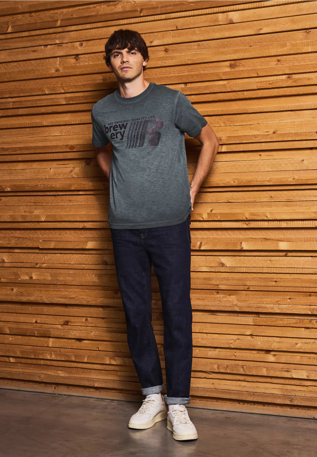 STREET ONE MEN CAMISETA ESTAMPADA AZUL EFECTO LAVADO