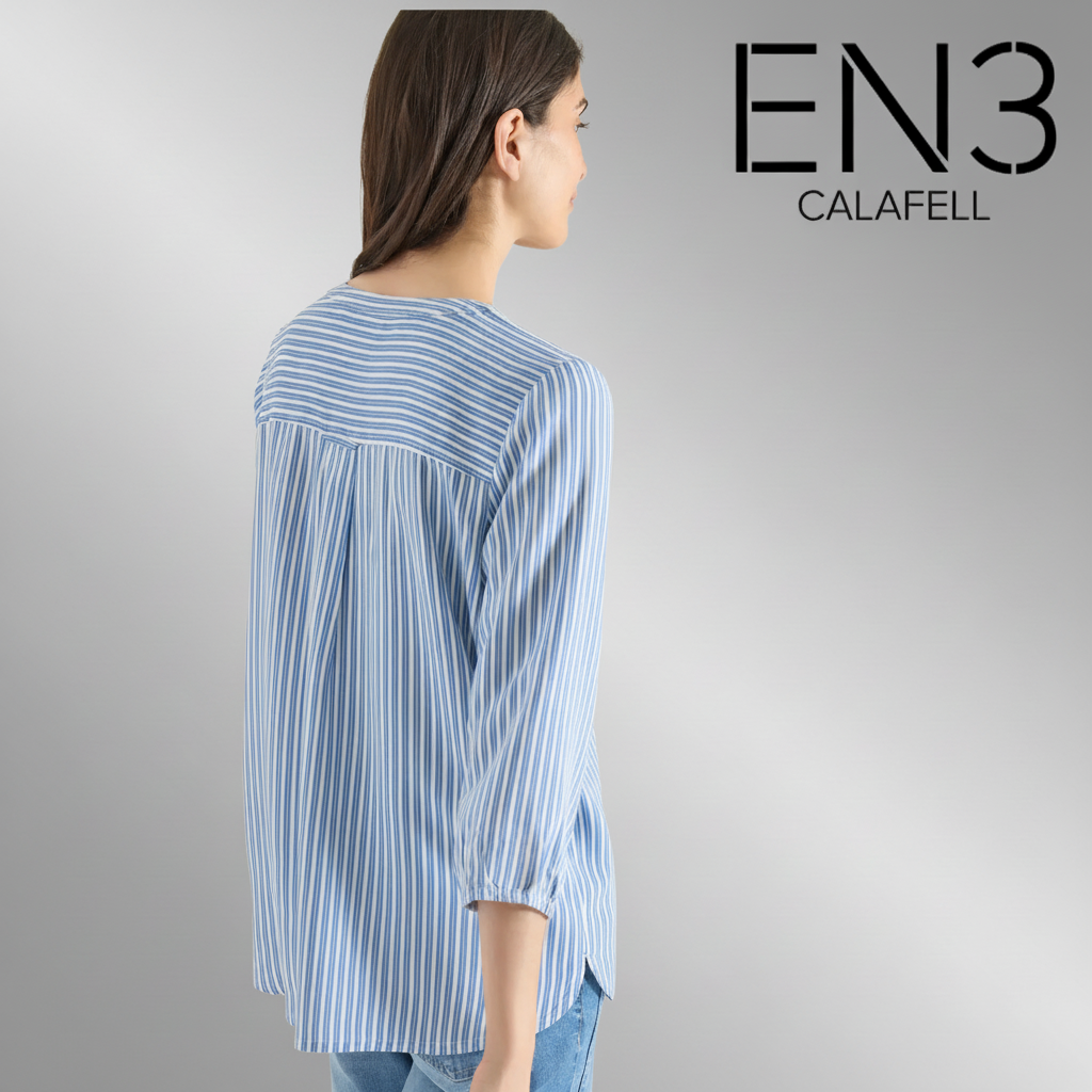 EN3CALAFELL BLUSA A RAYAS CUELLO PICO CECIL