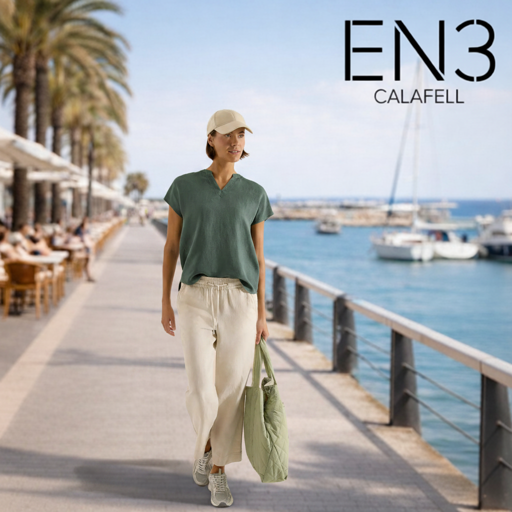 CECIL BLUSA DE LINO CUELLO PICO