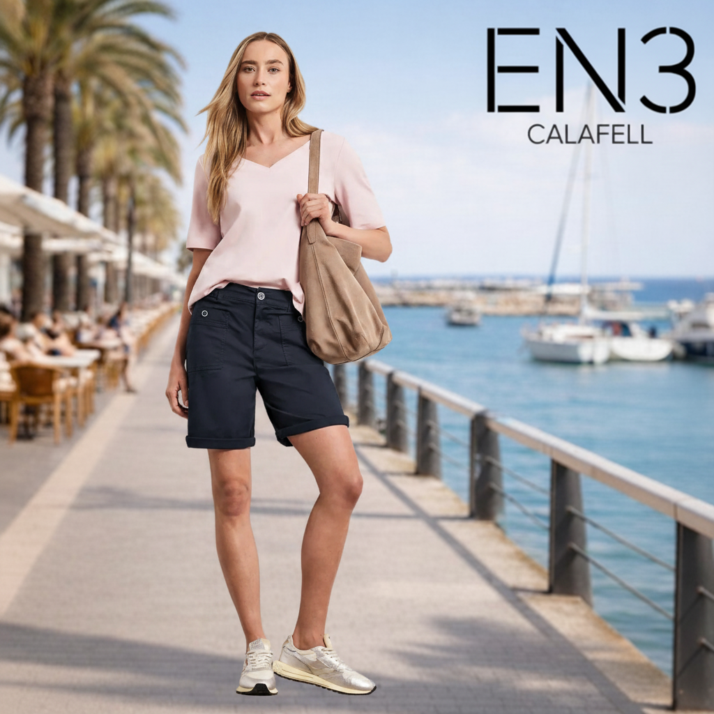 STREET ONE SHORT AZUL MARINO CON DOBLADILLO