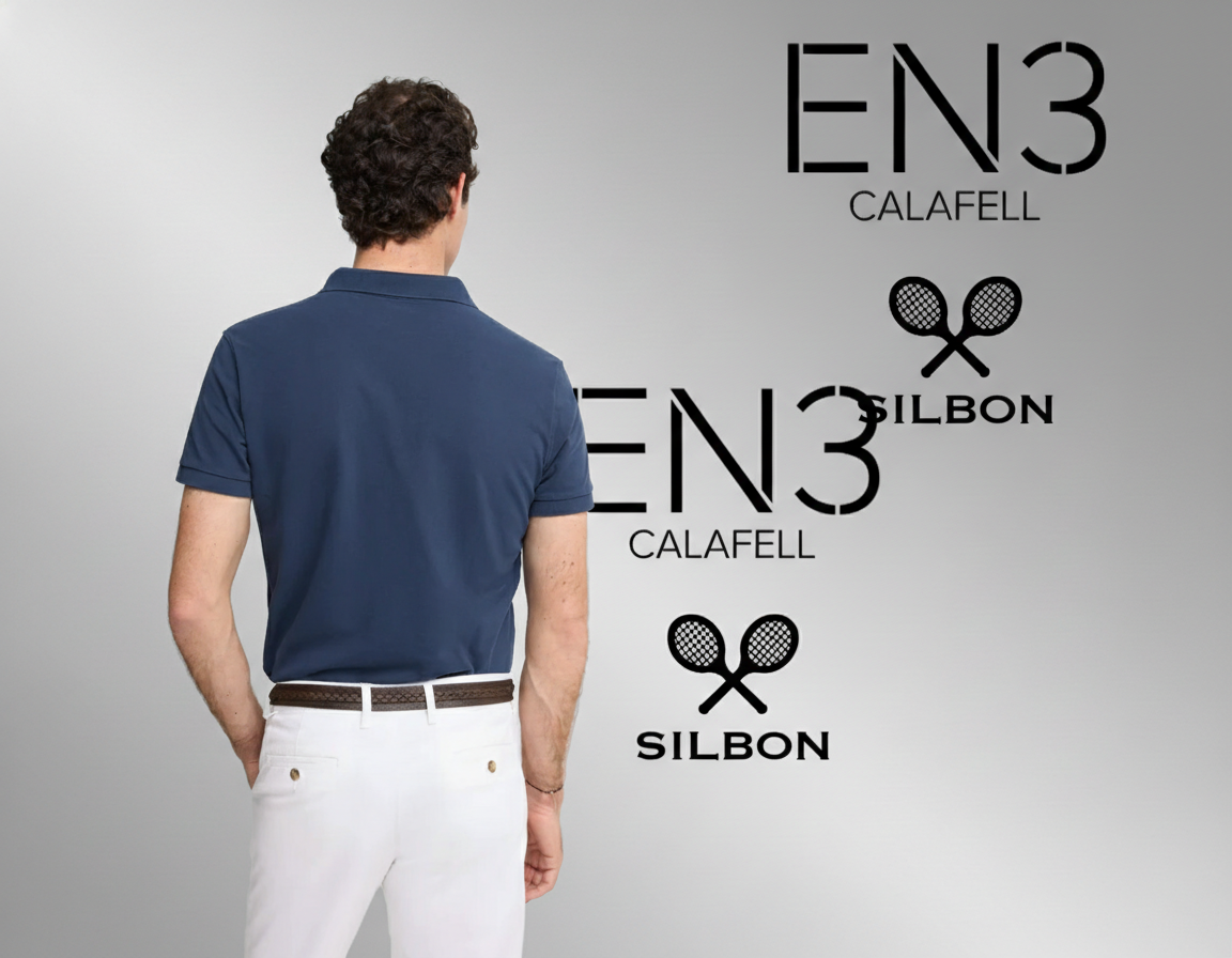 EN3CALAFELL POLO SILBON MANGA CORTA LOGO BORDADO