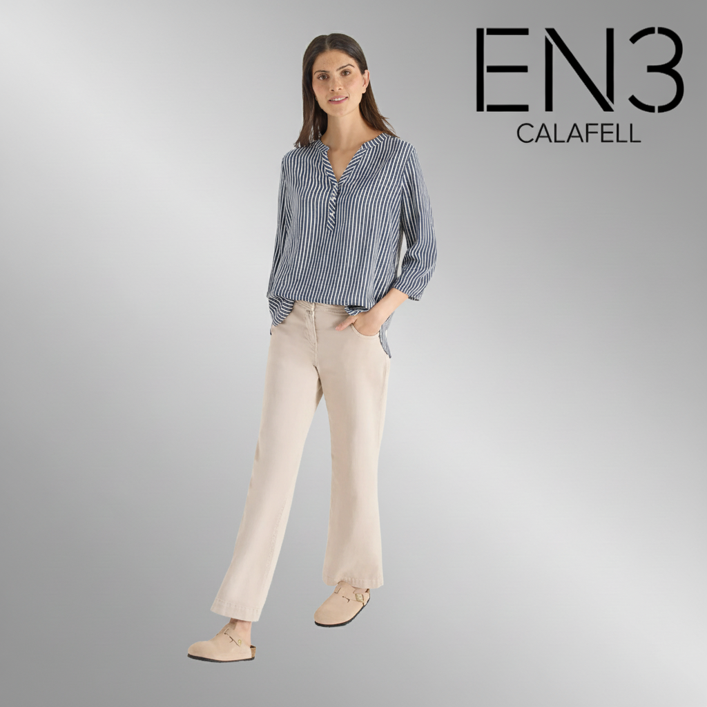 EN3CALAFELL BLUSA A RAYAS CUELLO PICO CECIL