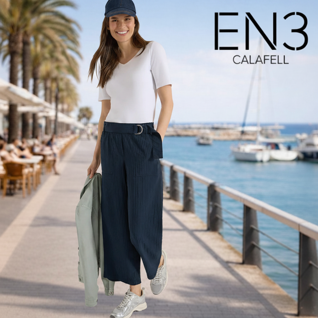 CECIL PANTALON PIERNAS ANCHAS CON TEXTURA