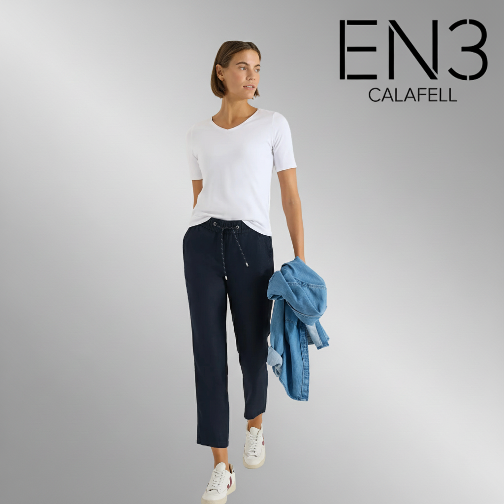 CECIL PANTALON DE LINO AZUL MARINO