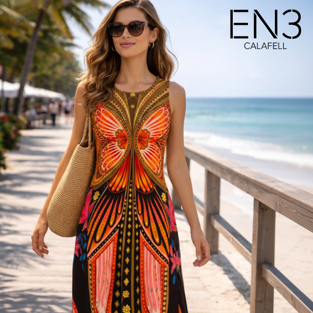 EN3 CALAFELL VESTIDO DE GASA MULTICOLOR ESTAMPADO