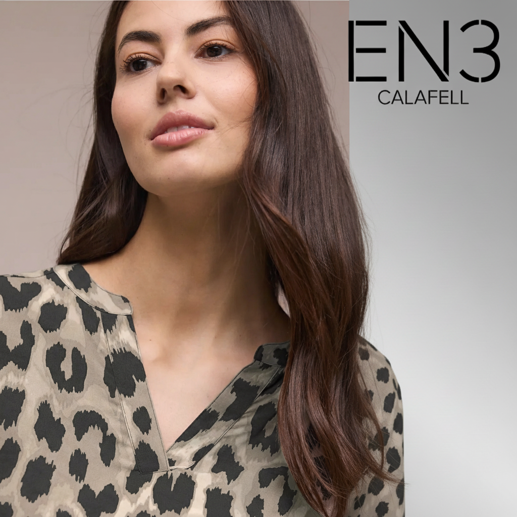STREET ONE BLUSA BASICA CUELLO PICO ANIMAL PRINT