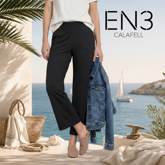 STREET ONE PANTALON NEGRO DE PUNTO CORTE HOLGADO