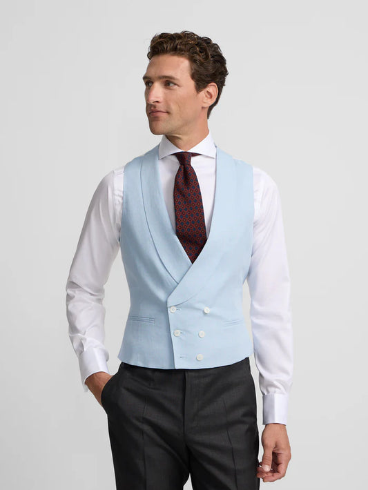 SILBON CHALECO CORTE CLASICO EN CELESTE