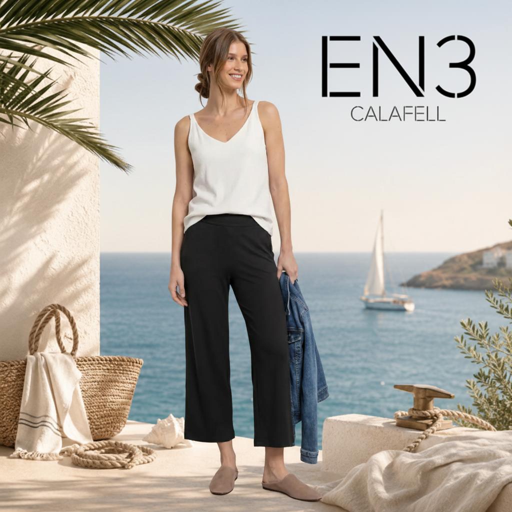 STREET ONE PANTALON NEGRO DE PUNTO CORTE HOLGADO