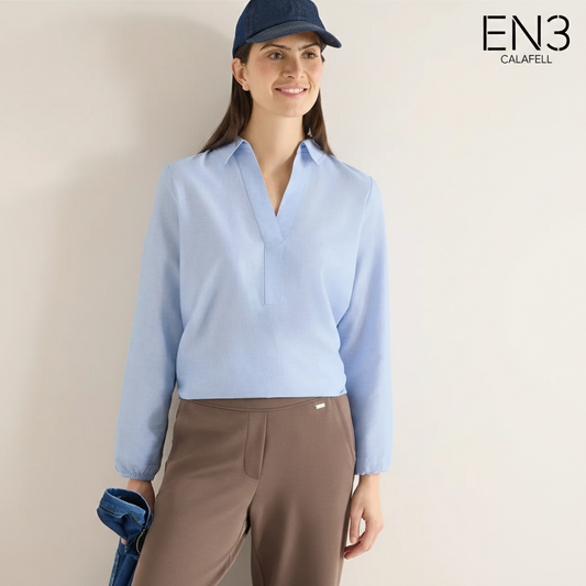 EN3CALAFELL BLUSA AZUL CELESTE CECIL CUELLO PICO