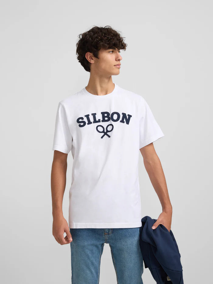 SILBON CAMISETA BASICA BLANCA RAQUETAS