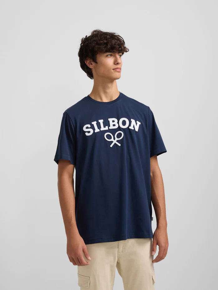 SILBON CAMISETA BASICA AZUL MARINO RAQUETAS