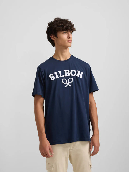 SILBON CAMISETA BASICA AZUL MARINO RAQUETAS