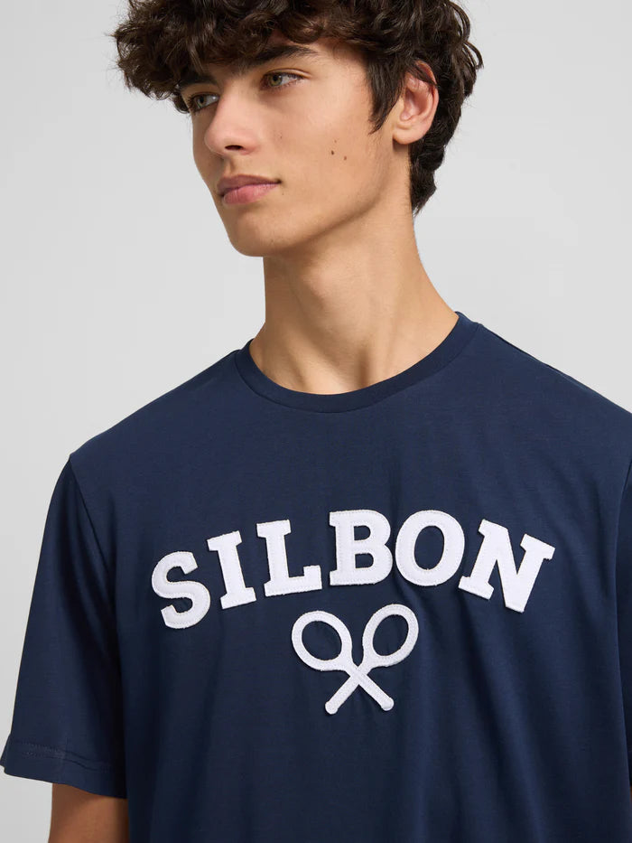 SILBON CAMISETA BASICA AZUL MARINO RAQUETAS